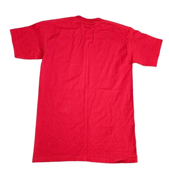 Vintage 90s History Nerd Embroidered Tshirt Red Mens Size‎ Medium USA Cotton - Picture 3 of 7